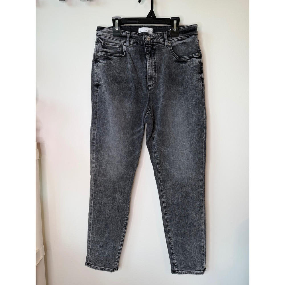 Loft The Curvy Skinny Jeans Womens 29 8 Gray Acid Wash High Rise Denim